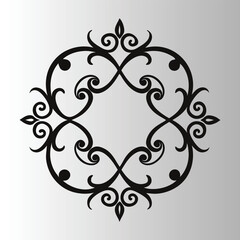 black and white floral ornament.