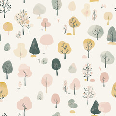 Seamless fabric pattern of plants and flowers in elegant vector illustration