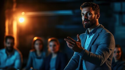 Engaged Participants in an Interactive Workshop Environment with Modern Soft LED Lighting and a Candid Wide Shot Displaying Effective Training Dynamics