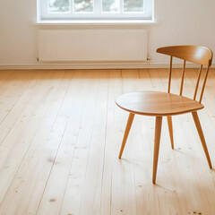 Light wood chair in empty room