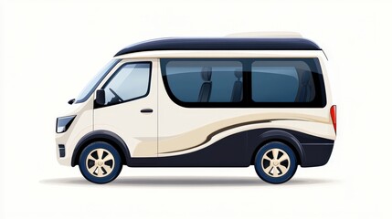 Modern Beige And Dark Minivan Passenger Vehicle