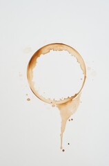 A coffee stain on white paper with natural light and a plain background. The stained area is circular, resembling the outline of an espresso cup