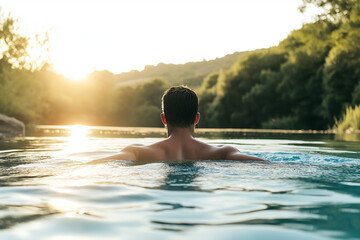 Man Gliding Through Crystal Clear Waters