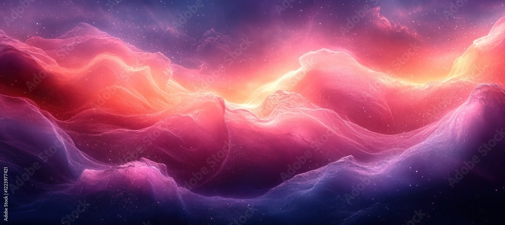 Poster vibrant gradient background with smooth transitioning pink and purple fluid shapes