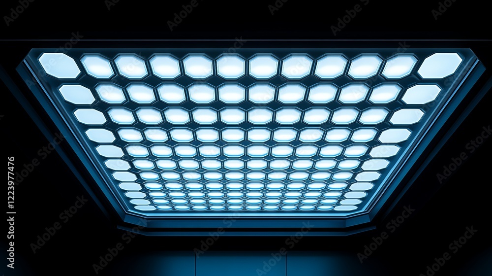 Poster illuminated ceiling with radiant light casting warm glow creating inviting atmosphere in contemporar