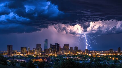 Lightning Strikes Urban Skyline