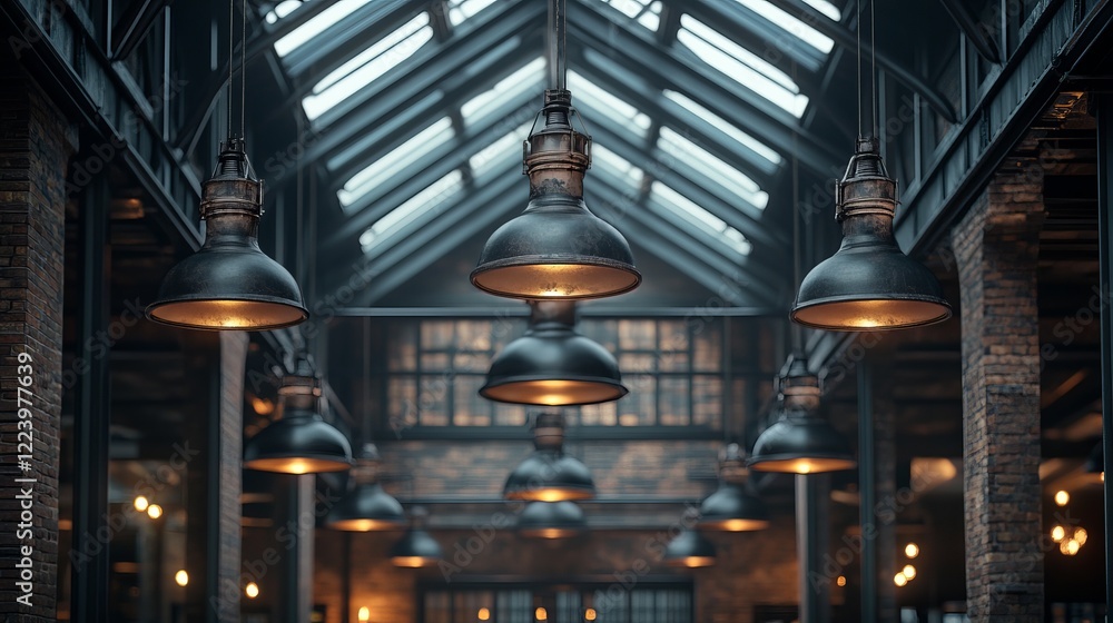 Poster a captivating display of elegant lights hanging gracefully from the ceiling creating a warm ambiance