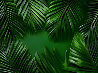 Lush green palm leaves background (1)