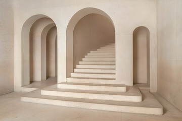 Modern arches, spiral stairs, interior design