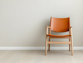 Modern leather armchair, minimalist room