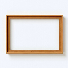 Fototapeta premium A minimalist oak wood frame placed on a textured cream wall, evoking a simple yet elegant Cottagecore vibe.