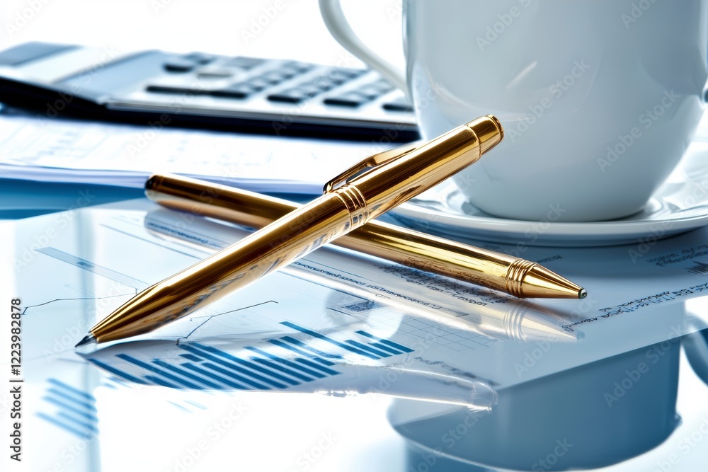 Aufkleber analyzing financial trends office workspace document overview professional environment close-up view