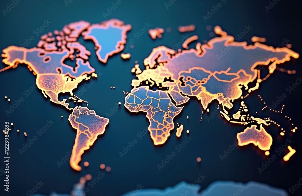 Poster global network map illustration shows worldwide connections. interactive graphic displays internatio