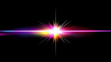 Fototapeta premium A vibrant colorful starburst explodes across a dark background