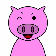 cute pig cartoon on white background , illustration