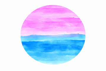 Pink blue watercolor circle, abstract art