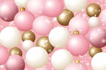 Pink gold Xmas balls background