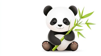 Fototapeta premium Adorable Panda Cub with Bamboo