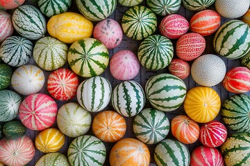 Various colorful watermelons for sale locally