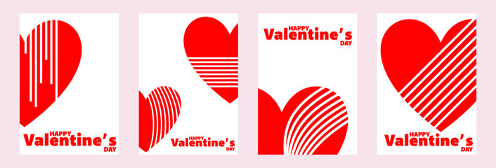 Modern Valentine's Day Red and White Heart Designs Collection