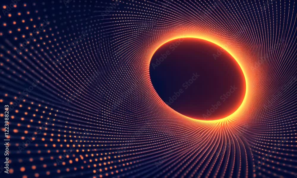 Aufkleber Abstract glowing tunnel; digital art; dark background; website design