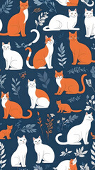 seamless pattern with cats