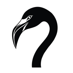 Flamingo Head Silhouette Vector Art and Black Flamingo Head Design Illustration
