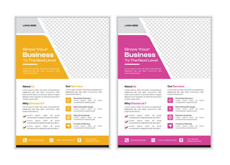 A bundle of 2 templates of different colours a4 flyer template. Modern business flyer template,  Creative professional editable vector template design.