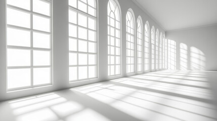 Fototapeta premium Bright ambiance natural light in minimalist interior spaces and still life design