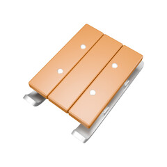 a 3d illustration of wooden sled
