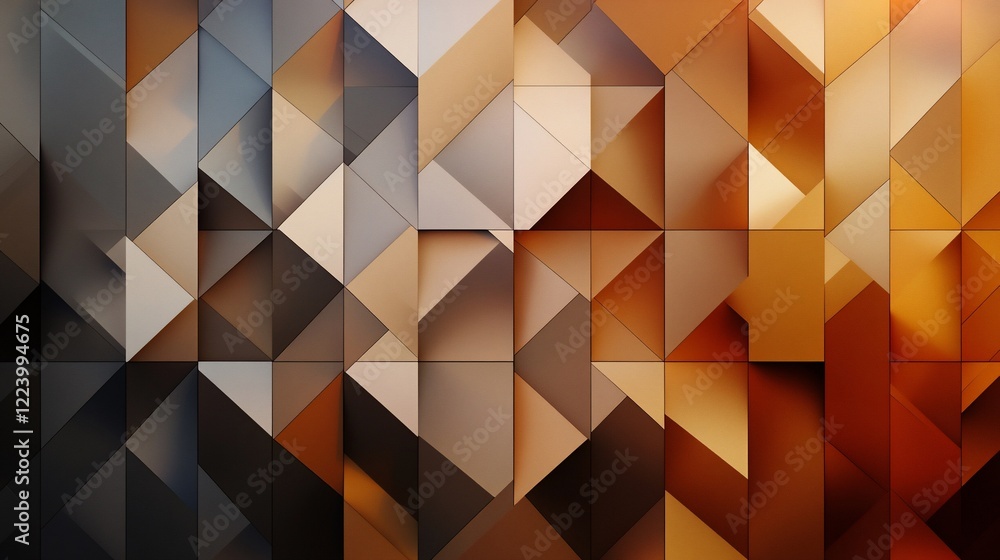 Poster geometric harmony: an abstract mosaic of earth tones and angular forms