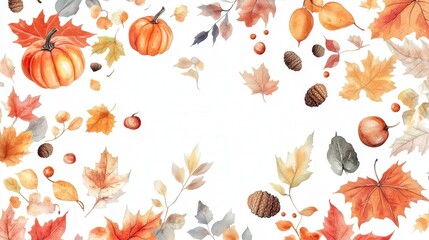 Obraz premium autumn PNG cut out elements, featuring colorful fall leaves, pumpkins, and acorns for seasonal decoration