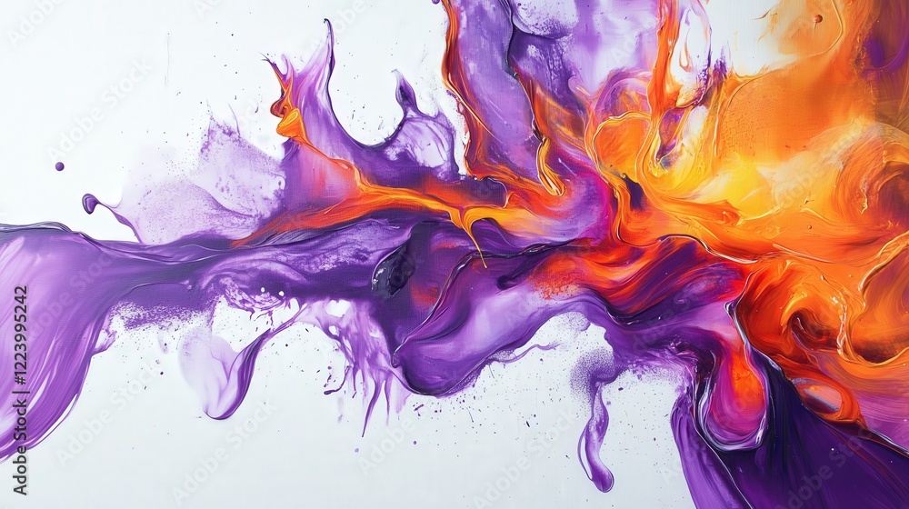Poster dynamic purple and orange flames, creating a powerful and vibrant display with a striking contrast