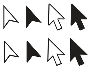 Cursor icon set. Mouse pointer symbol collection. Finger cursor vector illustration. Arrow click sign. Web interface pointer collection.
