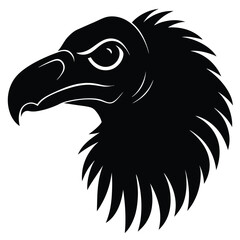 Vulture Head Silhouette Vector Art and Vulture Black Color Design
