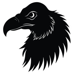 Vulture Head Silhouette Vector Art and Vulture Black Color Design