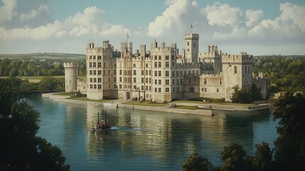 Obraz premium Leeds Castle architecture, capturing the elegance and charm of its castle building design