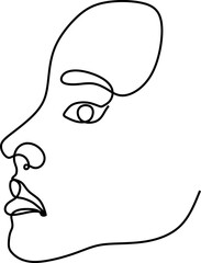 Woman Face Line Art Drawing