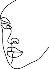Woman Face Line Art Drawing