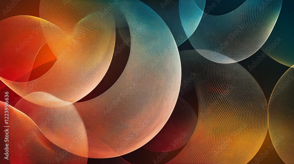 Poster abstract geometric pattern with circles and vibrant color gradients
