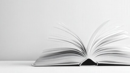 focus on an open book page, highlighting the readability and design of publication in a minimalist and elegant way