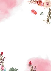 Floral Watercolor Background Template with Pink and Green Accents