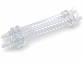 Two clear nasal aspirator tubes on white