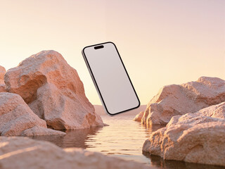 Smartphone Modern Aesthetic Peach Surreal Mockup 01