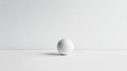 single white dimpled golf ball, focusing on its iconic dimples and smooth finish against a white background