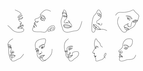 Woman Face Line Art Drawing