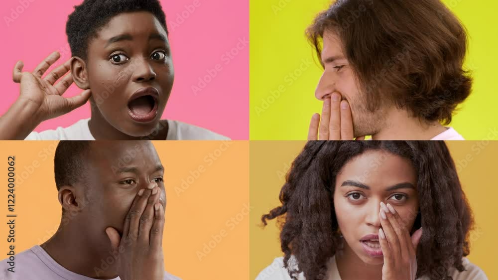 Poster a collection of diverse individuals showcasing a range of joyful emotions through gestures and facia