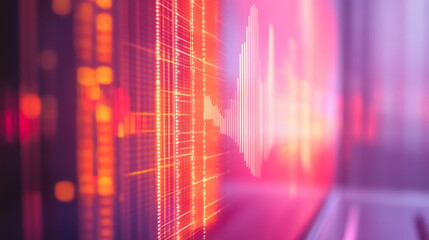 Fototapeta premium Graphic design studio close-up of sound wave visualization and audio concepts