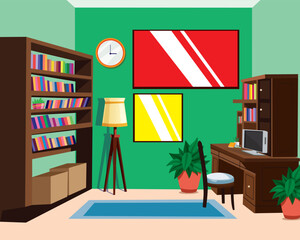 Home interior study room illustration