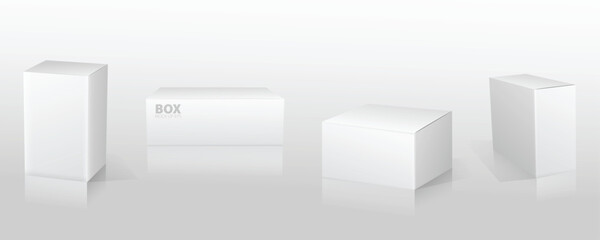Set of Super Realistic White Box Mockup illustration Design isolated 